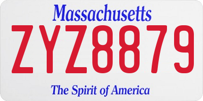 MA license plate ZYZ8879