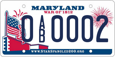MD license plate 0AB0002