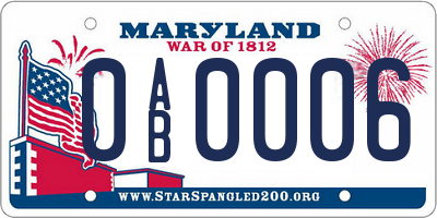 MD license plate 0AB0006