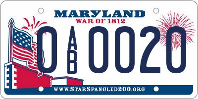 MD license plate 0AB0020