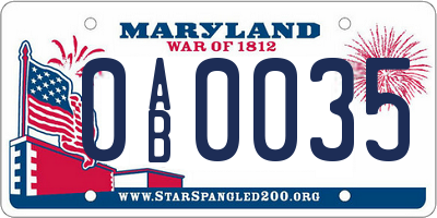 MD license plate 0AB0035