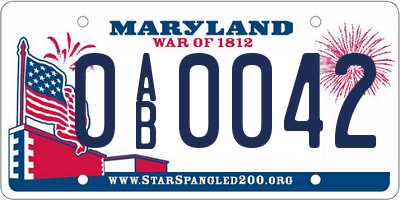 MD license plate 0AB0042