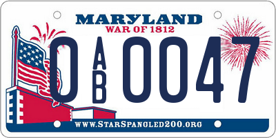MD license plate 0AB0047