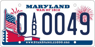 MD license plate 0AB0049