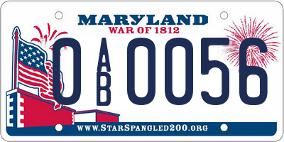 MD license plate 0AB0056