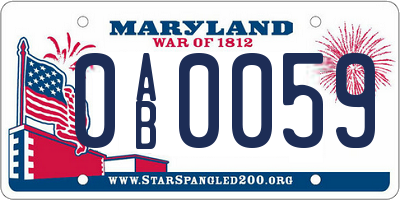 MD license plate 0AB0059