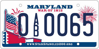 MD license plate 0AB0065