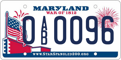 MD license plate 0AB0096