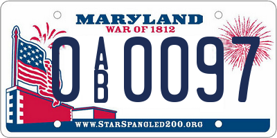 MD license plate 0AB0097