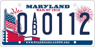 MD license plate 0AB0112