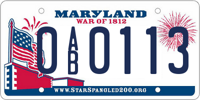 MD license plate 0AB0113