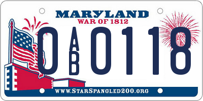 MD license plate 0AB0118