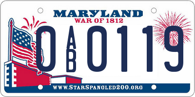 MD license plate 0AB0119