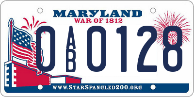 MD license plate 0AB0128