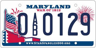 MD license plate 0AB0129