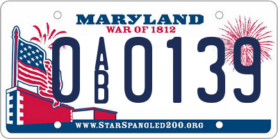 MD license plate 0AB0139