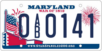 MD license plate 0AB0141