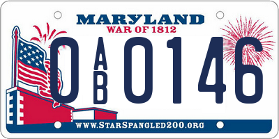 MD license plate 0AB0146
