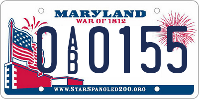 MD license plate 0AB0155