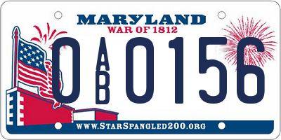 MD license plate 0AB0156