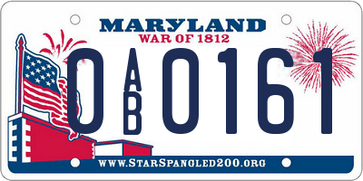 MD license plate 0AB0161