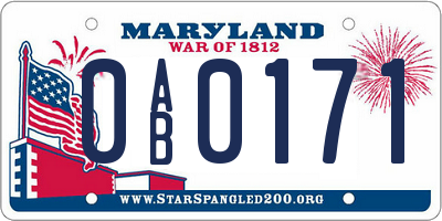 MD license plate 0AB0171