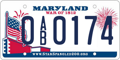MD license plate 0AB0174