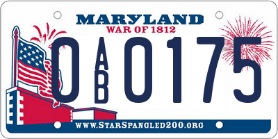 MD license plate 0AB0175