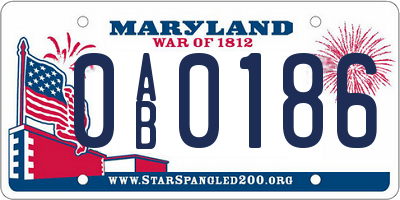 MD license plate 0AB0186