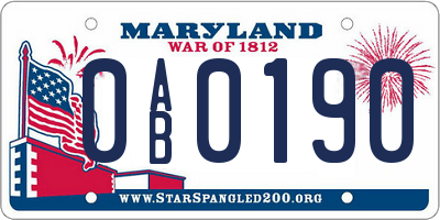 MD license plate 0AB0190