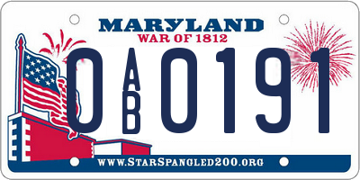 MD license plate 0AB0191
