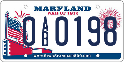 MD license plate 0AB0198