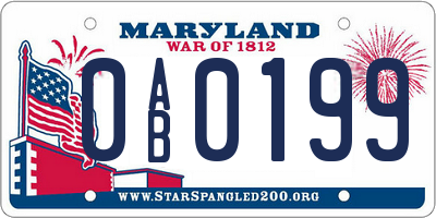 MD license plate 0AB0199