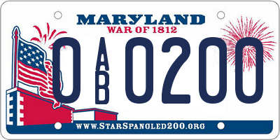 MD license plate 0AB0200