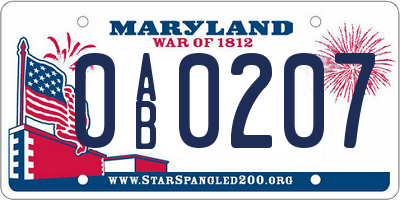 MD license plate 0AB0207