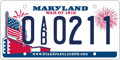MD license plate 0AB0211