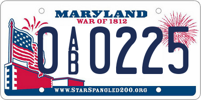 MD license plate 0AB0225