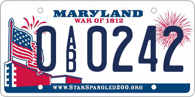 MD license plate 0AB0242