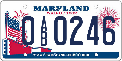 MD license plate 0AB0246