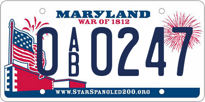 MD license plate 0AB0247