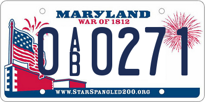 MD license plate 0AB0271