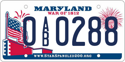 MD license plate 0AB0288