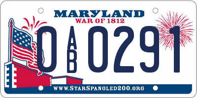 MD license plate 0AB0291