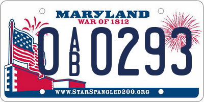 MD license plate 0AB0293