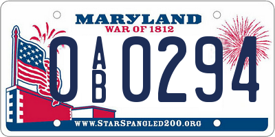MD license plate 0AB0294