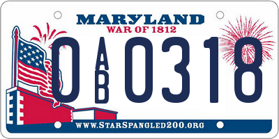 MD license plate 0AB0318