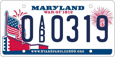 MD license plate 0AB0319