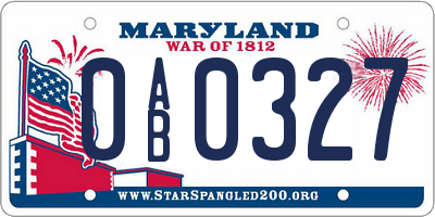 MD license plate 0AB0327