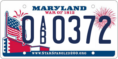 MD license plate 0AB0372