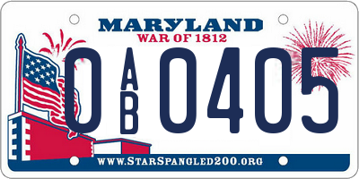 MD license plate 0AB0405